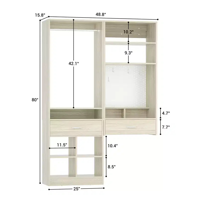 Sistema armadio 50 pezzi con scrivania a muro e organizer da trucco