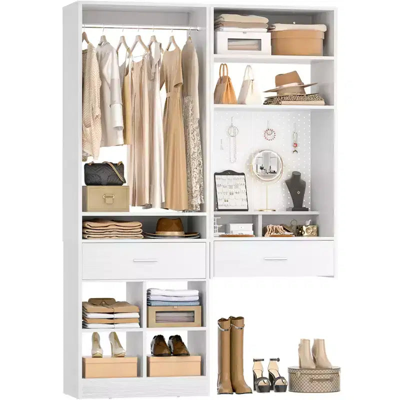 Sistema armadio 50 pezzi con scrivania a muro e organizer da trucco