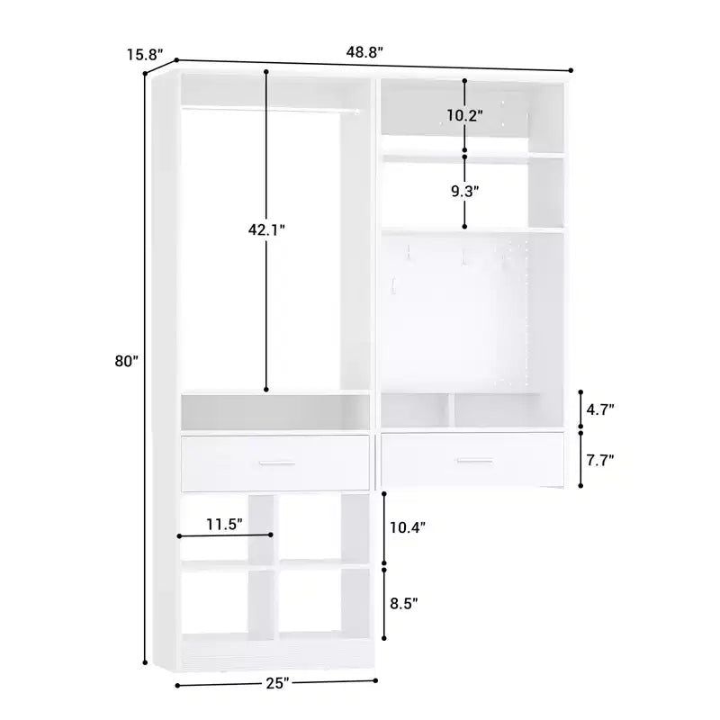 Sistema armadio 50 pezzi con scrivania a muro e organizer da trucco