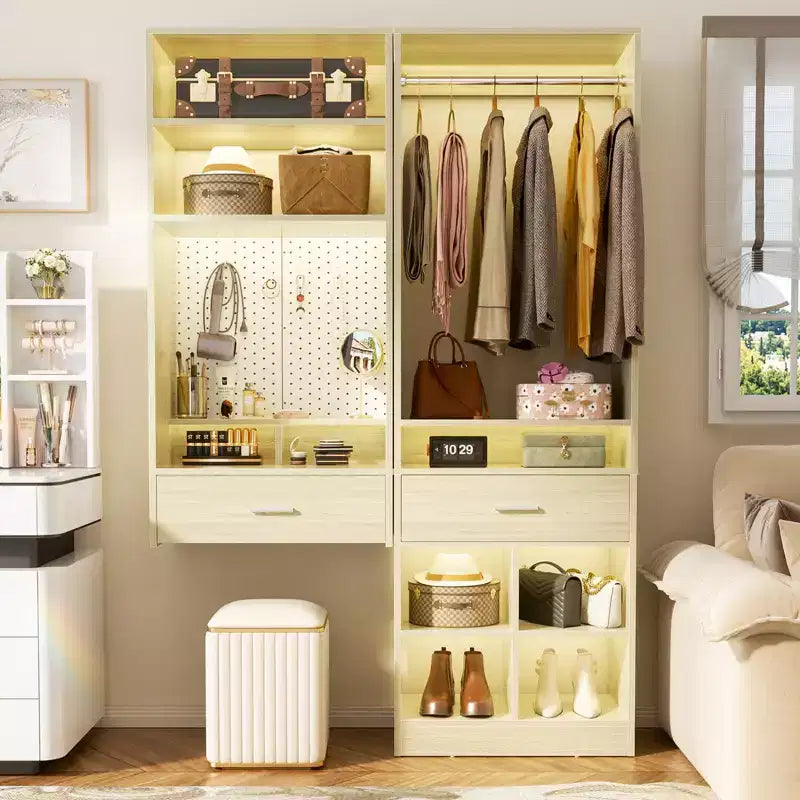 Besiost 50-In Closet System Set with Wall-mounted Vanity Desk Organizer