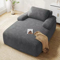 Balconera 48in Chaise Lounge Chair Indoor Oversized Corduroy Upholstered Boneless Sofa Bed No Assembly Required Grey