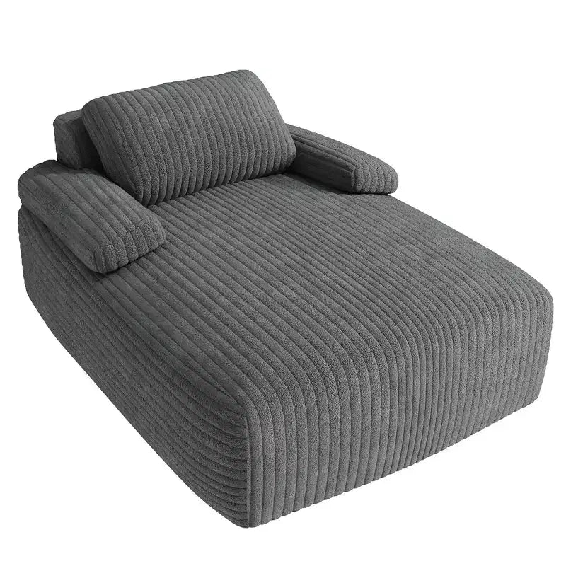 Sedia a sdraio da interno 48 pollici, oversize, in velluto a coste, senza struttura, divano letto, nessun montaggio richiesto, grigio