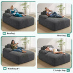 Sedia a sdraio da interno 48 pollici, oversize, in velluto a coste, senza struttura, divano letto, nessun montaggio richiesto, grigio