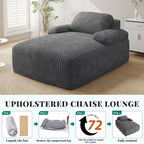Sedia a sdraio da interno 48 pollici, oversize, in velluto a coste, senza struttura, divano letto, nessun montaggio richiesto, grigio