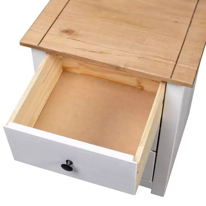 Comodino con 3 cassetti, comodino contenitore in legno di pino
