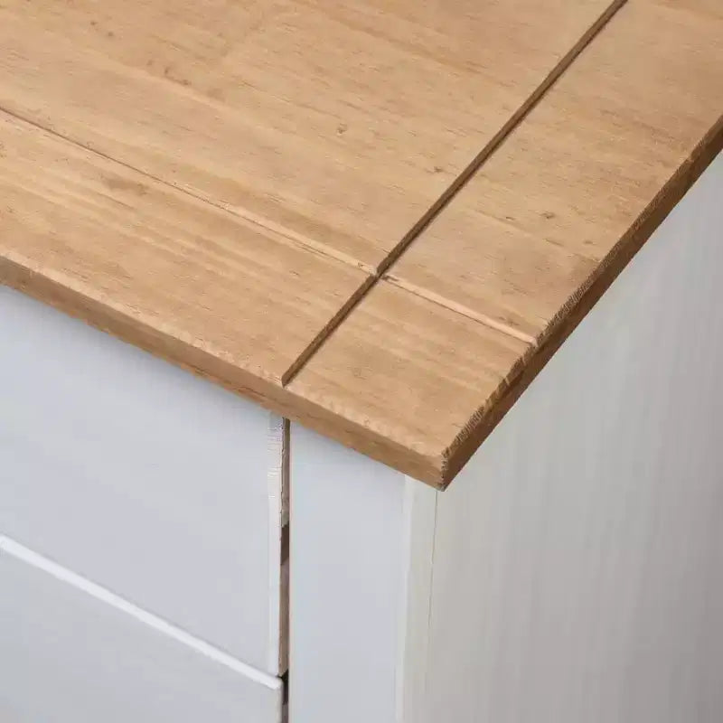 Comodino con 3 cassetti, comodino contenitore in legno di pino