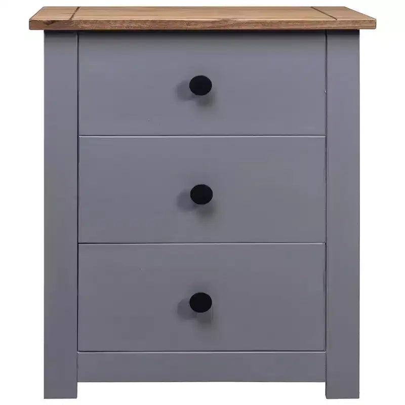 Comodino con 3 cassetti, comodino contenitore in legno di pino
