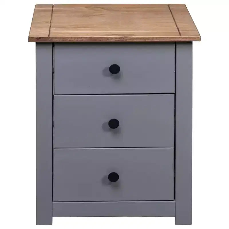Comodino con 3 cassetti, comodino contenitore in legno di pino
