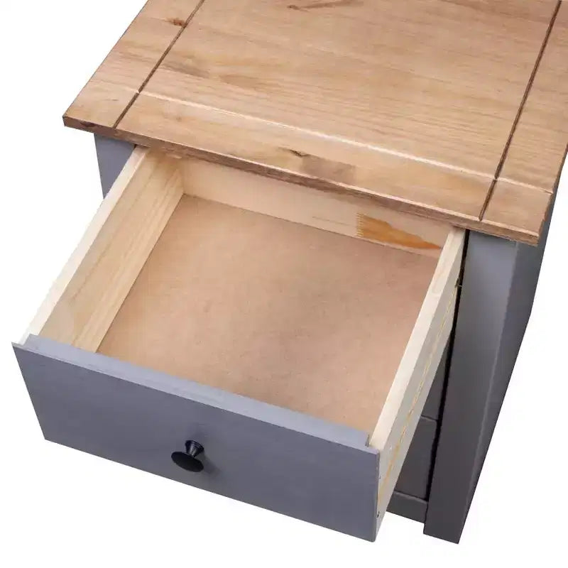 Comodino con 3 cassetti, comodino contenitore in legno di pino