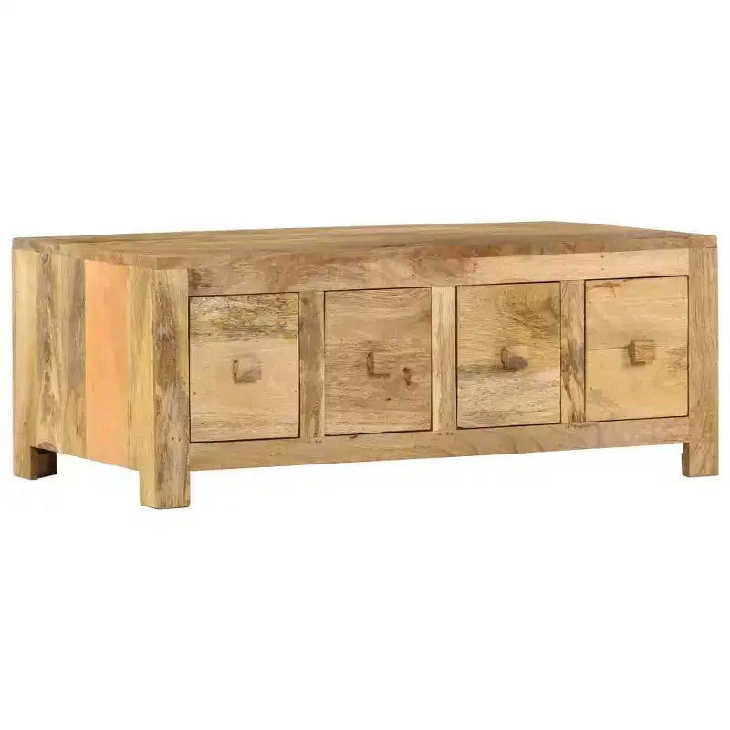 vidaXL Coffee Table with 4 Drawers 35.4x19.7x13.8 Solid Mango Wood