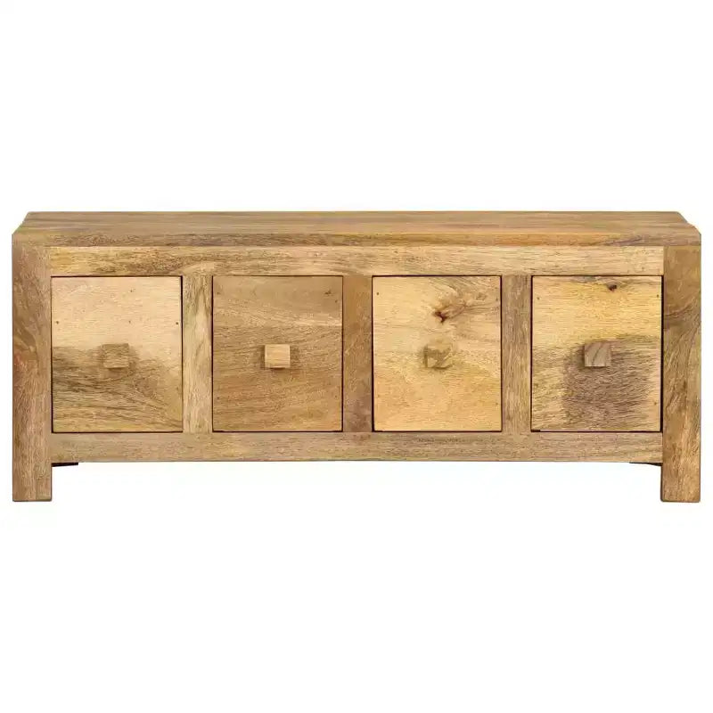 Tavolino da salotto con 4 cassetti 90x50x35 cm in legno massello di mango