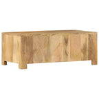 Tavolino da salotto con 4 cassetti 90x50x35 cm in legno massello di mango