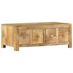 Tavolino da salotto con 4 cassetti 90x50x35 cm in legno massello di mango