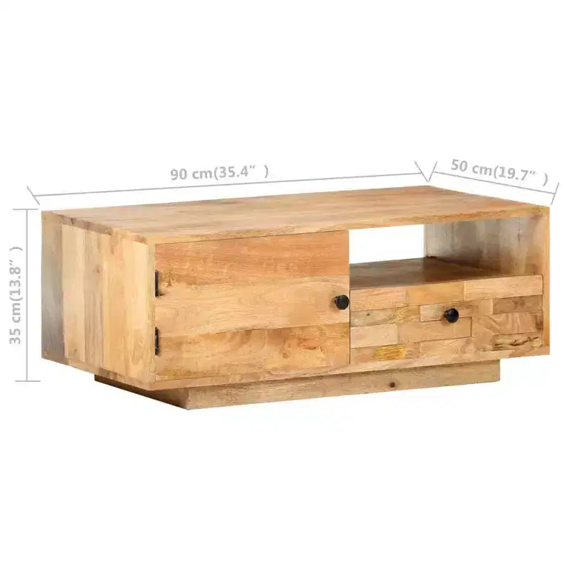 Tavolino da caffè 35,4x19,7x13,8 in legno massello di mango