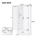 Armadietto Alto da Bagno da 175 cm, Mobile Dispensa Autoportante da Cucina con Ripiani Regolabili, Armadietto Bagno Accento per Soggiorno Lavanderia