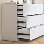 Comò a 6 cassetti bianco, Comò moderno per camera da letto con piano spazioso, Armadio contenitore in legno con maniglie a scomparsa