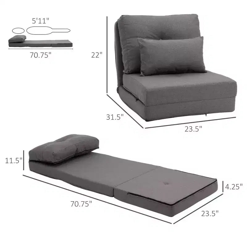 Poltrona Sacco Convertible, Poltrona Pieghevole, Poltrona da Pavimento Comoda con Schienale Regolabile per Soggiorno, Camera da Letto