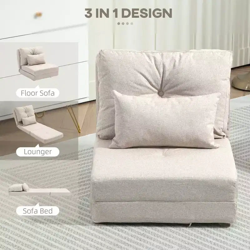 Poltrona Sacco Convertible, Poltrona Pieghevole, Poltrona da Pavimento Comoda con Schienale Regolabile per Soggiorno, Camera da Letto