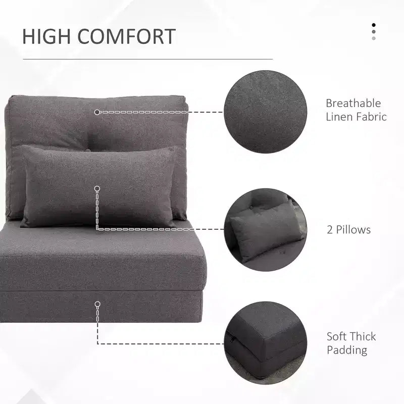 Poltrona Sacco Convertible, Poltrona Pieghevole, Poltrona da Pavimento Comoda con Schienale Regolabile per Soggiorno, Camera da Letto