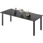Modern Rustic Dining Table C 79 Wave-Edge Thick MDF Top & Metal Frame, Waterproof Scratch-Resistant, Seats 6-8, Simple Assembly