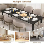 Tavolo da Pranzo Rustico Moderno, piano spesso in MDF con bordo ondulato e struttura in metallo, impermeabile e antigraffio, 6-8 posti, montaggio semplice