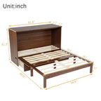 Struttura letto a scomparsa matrimoniale con porta USB e cassetto portaoggetti per camera da letto/camera degli ospiti, letto in legno di pino con decorazione in rattan