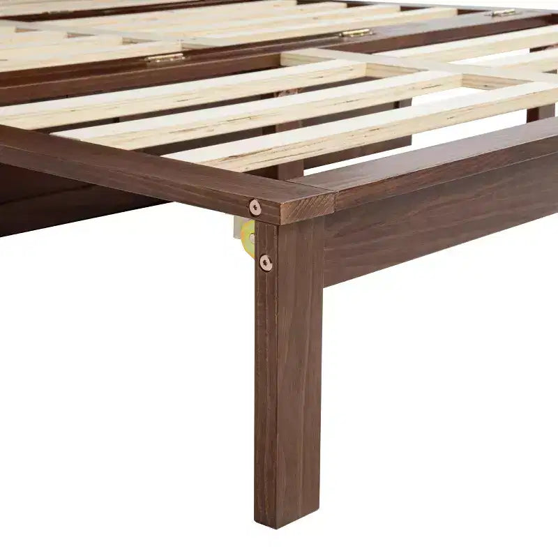 Struttura letto a scomparsa matrimoniale con porta USB e cassetto portaoggetti per camera da letto/camera degli ospiti, letto in legno di pino con decorazione in rattan