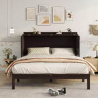 Struttura letto a scomparsa matrimoniale con porta USB e cassetto portaoggetti per camera da letto/camera degli ospiti, letto in legno di pino con decorazione in rattan