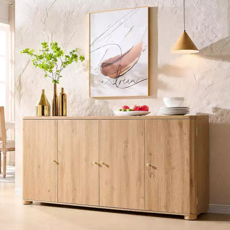 Aparador de cocina con 4 puertas y estantes, aparador moderno grande para almacenamiento, aparador bar para café de 66 pulgadas