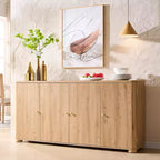 Aparador de cocina con 4 puertas y estantes, aparador moderno grande para almacenamiento, aparador bar para café de 66 pulgadas