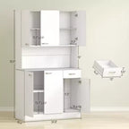 Armario despensa de cocina 71, armario alto de almacenamiento con soporte para microondas, alacena de cocina moderna, 3 estantes ajustables para sala de estar y comedor