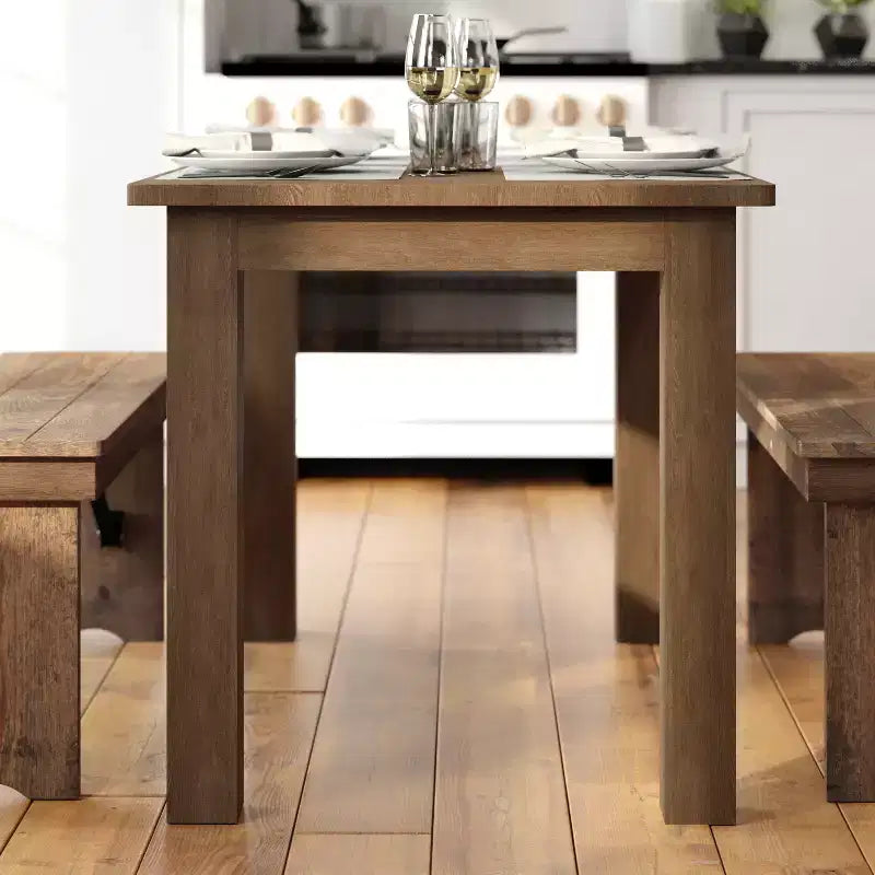 Mesa de comedor rústica Flash Furniture de pino macizo, rectangular, de 46 x 30