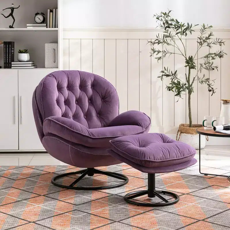 Sametové akcentové křeslo Okak s podnožkou, moderní bezruké křeslo do obývacího pokoje ve stylu poloviny století, měkké a pohodlné křeslo pro sledování televize a hraní her