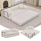 Sofá cama convertible 4 en 1, colchón de suelo plegable de pana sin armazón de 79 pulgadas con almohada, sofá biplaza sin montaje para apartamentos pequeños