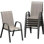 Sillas de patio, juego de 4/6 sillas de comedor apilables para exteriores, ligeras y resistentes a todo tipo de clima, de textileno, con reposabrazos, para jardín y zona de piscina