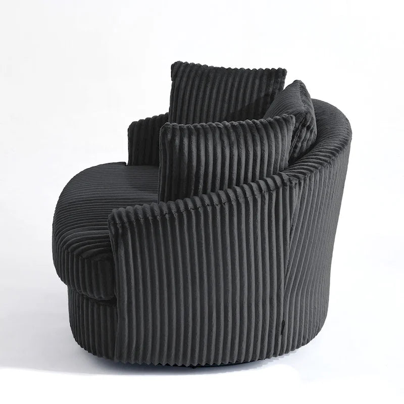 Set di 2 poltrone girevoli a conchiglia oversize da 43 W in morbido velluto a coste con cuscini