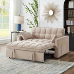 Divano letto loveseat 4 in 1 con braccioli e tasche portaoggetti, divano letto estraibile trapuntato multifunzione con schienale regolabile