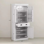 Credenza dispensa da cucina da 71 con luci LED, 6 ripiani sulle ante, un cassetto e 4 ripiani regolabili