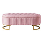 Set da camera da letto in 2 pezzi, letto a piattaforma matrimoniale LED con pouf contenitore