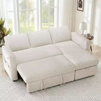 2-in-1-Ausziehsofa mit Stauraum und Ottomane, Chenille-Ecksofa mit USB-Anschlüssen für das Wohnzimmer