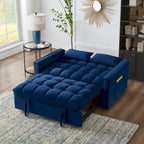 Divano letto loveseat 4 in 1 con braccioli e tasche portaoggetti, divano letto estraibile trapuntato multifunzione con schienale regolabile