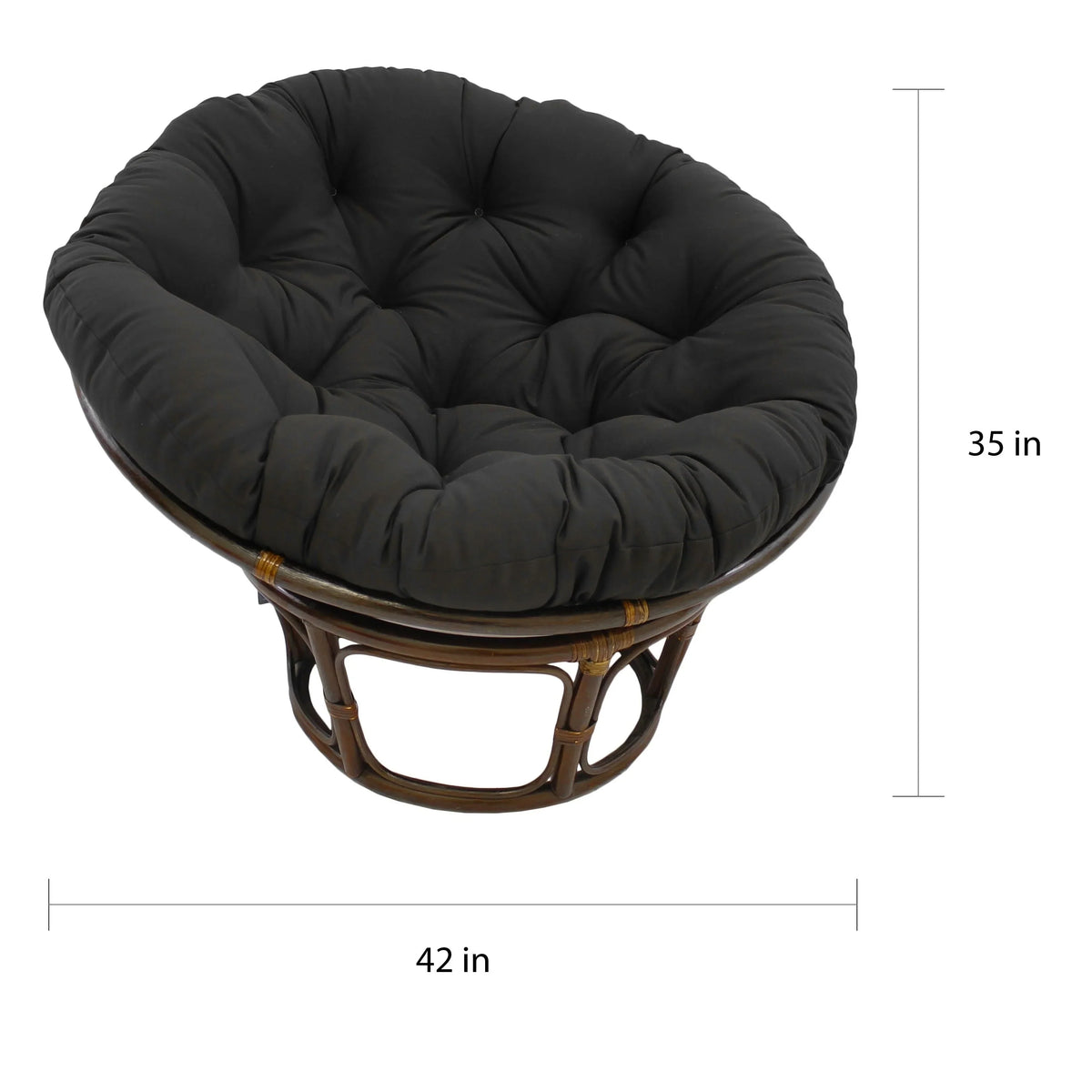 Poltrona Papasan Bali in rattan da 42 pollici con cuscino in twill