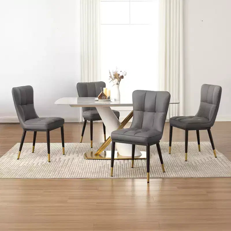 Bekrvio Esszimmerstuhl-Set mit 6 Stühlen, moderne gepolsterte Sitze aus Kunstleder mit hoher Rückenlehne, Metallbeine, armlehnenlose Küchenstühle für Ess- und Wohnzimmer