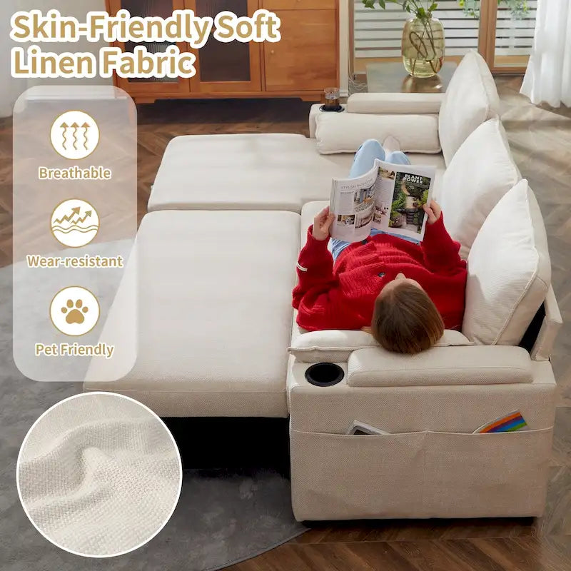 80 L-förmiges Schlafsofa, Schlafsofa mit ausziehbarem Bett, wendbares Schlafsofa