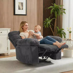 Sillón reclinable manual de tela transpirable y ergonómica con bolsillos laterales, sofá individual, adecuado para la sala de estar o el dormitorio
