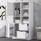 Badezimmerschrank mit 62 Zoll Höhe, freistehender Bodenschrank mit Schublade und verstellbarem Regal, Vorratsschrank für Bad und Wohnzimmer