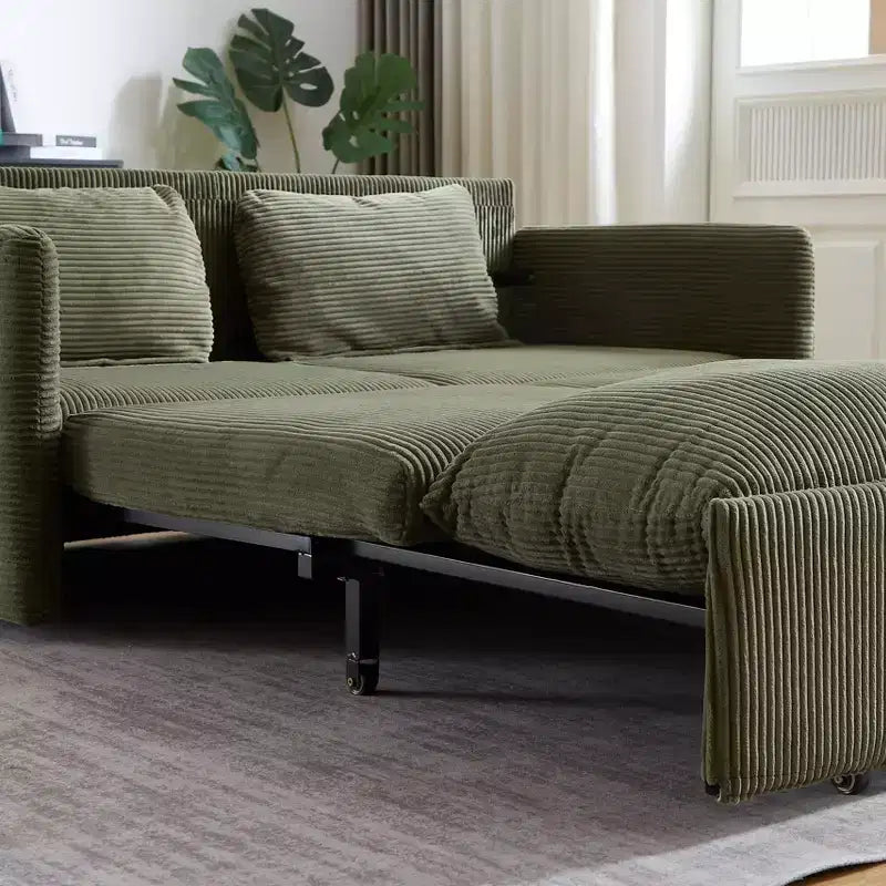Divano letto in velluto a coste convertibile 3-in-1 da 64,5 con letto estraibile