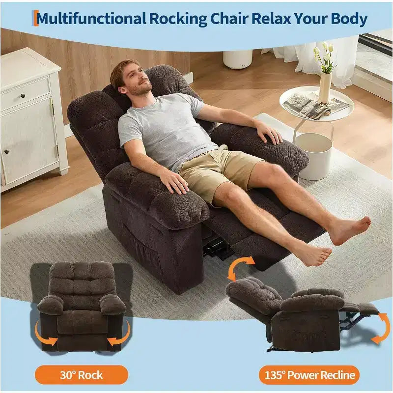 Sillón reclinable manual de tela transpirable y ergonómica con bolsillos laterales, sofá individual, adecuado para la sala de estar o el dormitorio