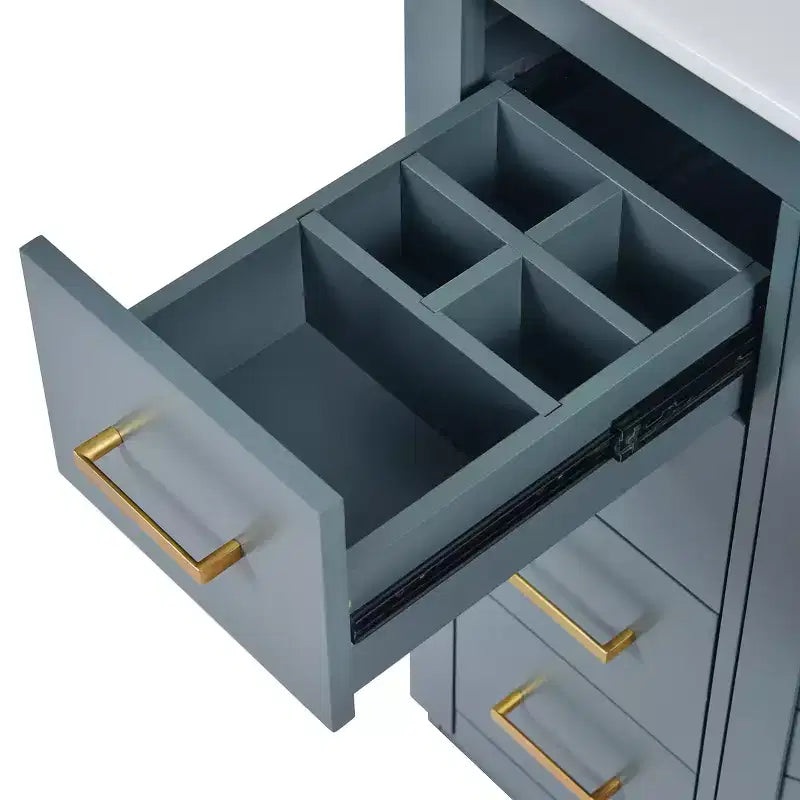 Meuble-lavabo de salle de bains de 30 po à lavabo simple, avec armoire et 3 tiroirs – noir / bleu / vert / indigo / blanc