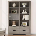 Libreria alta 72 con 4 cassetti, scaffale contenitore indipendente in stile rustico per camera da letto, soggiorno e ufficio domestico